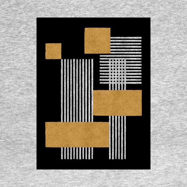 Stripes and Square Composition - Black Gold by moonlightprint